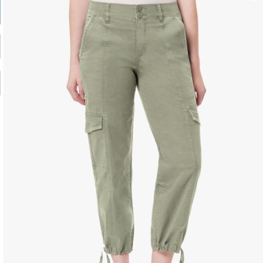 kensie Mid Rise Stretch Twill Drawstring Jogger Cargo Pants,Green ,12/31 NWT